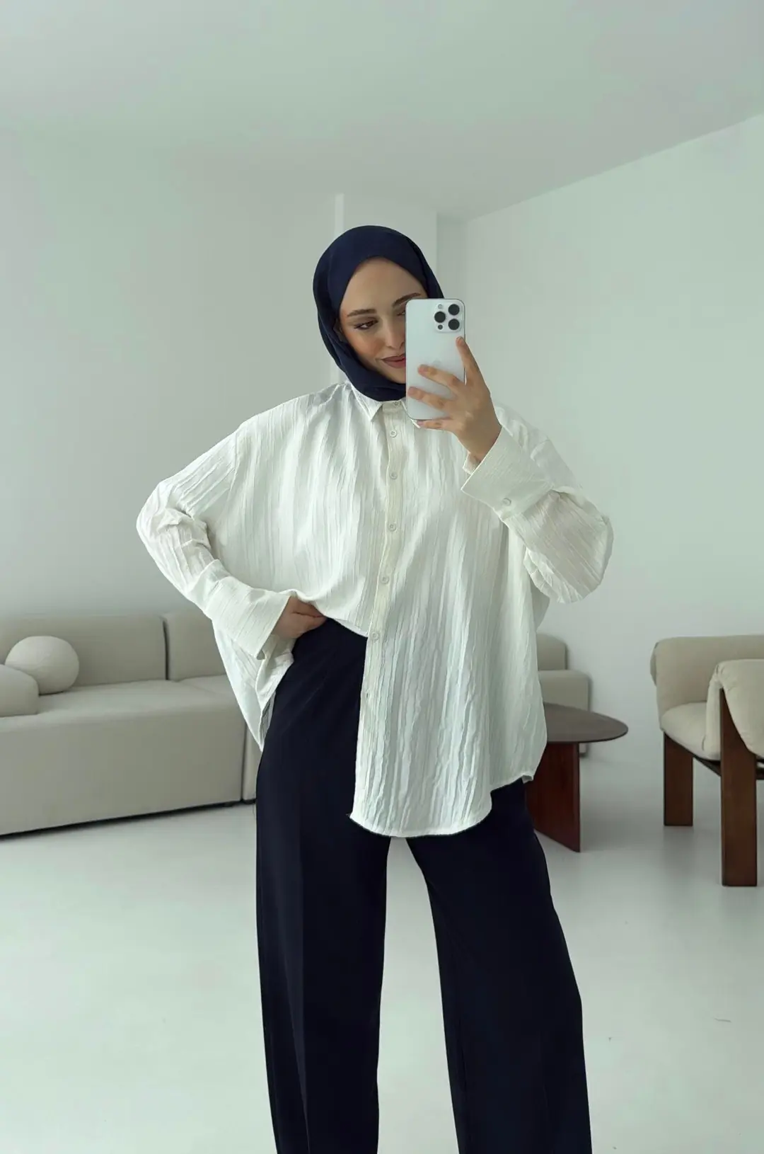 Beyaz Kalın Manşet Gömlek