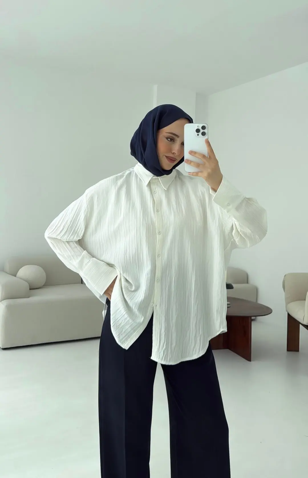 Beyaz Kalın Manşet Gömlek - Görsel 3