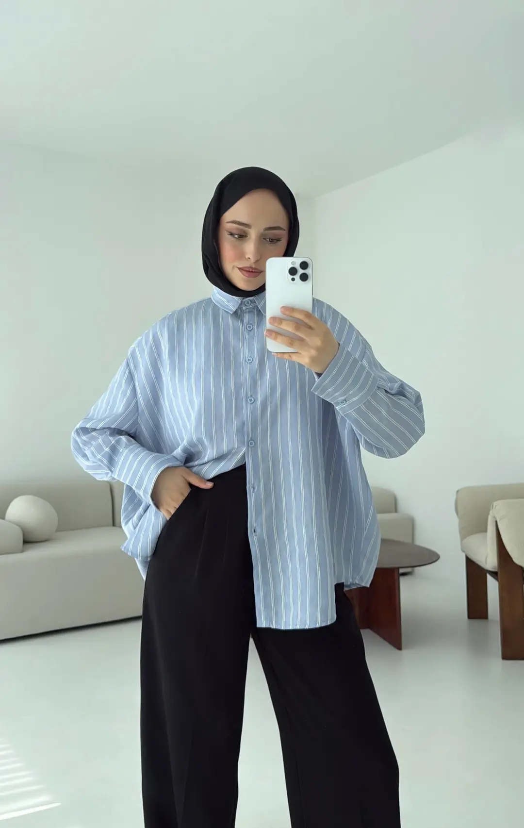 A.Mavi Çizgili Gömlek - Görsel 3