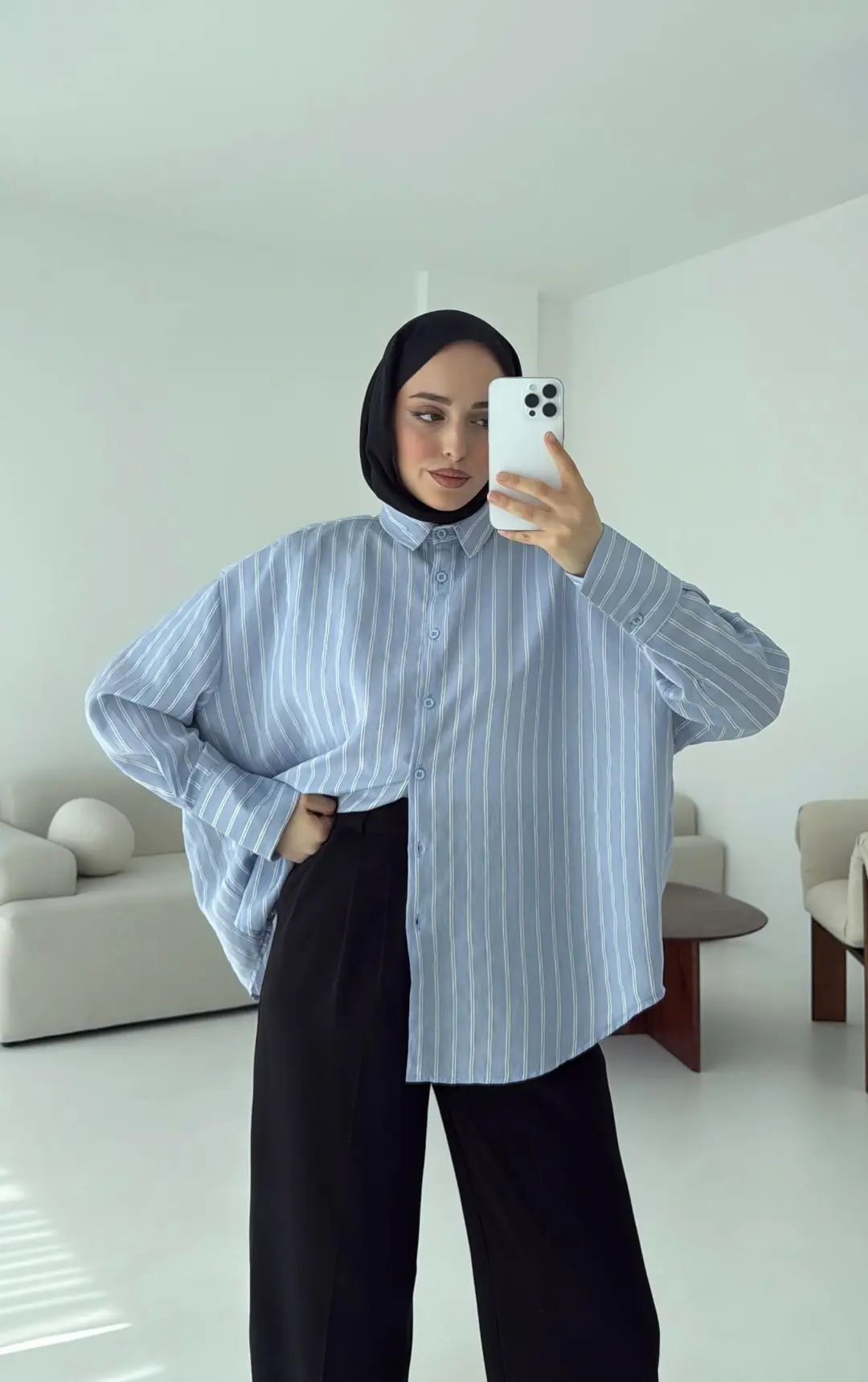 A.Mavi Çizgili Gömlek - Görsel 6