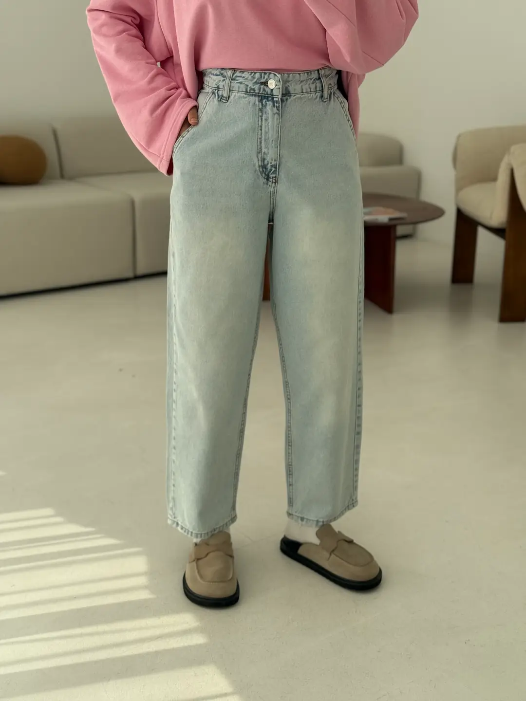 Acık Mavi Mom Jean - Görsel 3