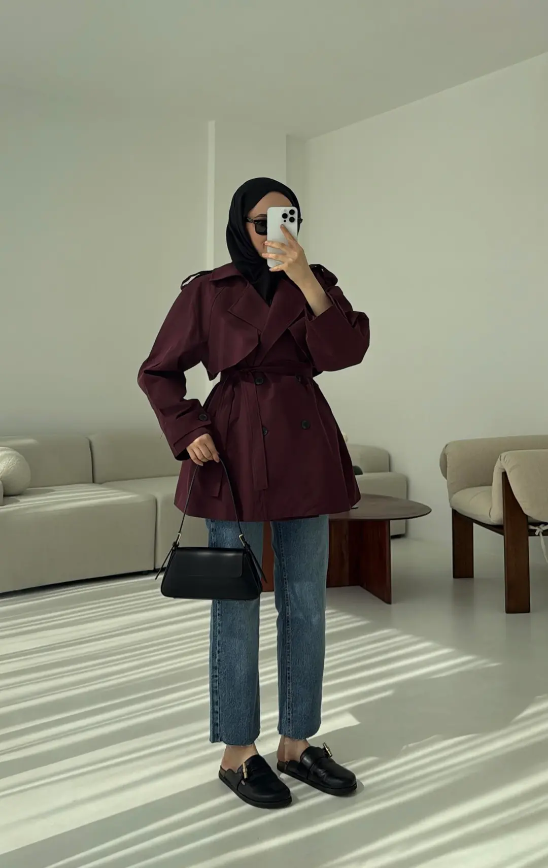 Allerli Kısa Trençkot Bordo - Görsel 2