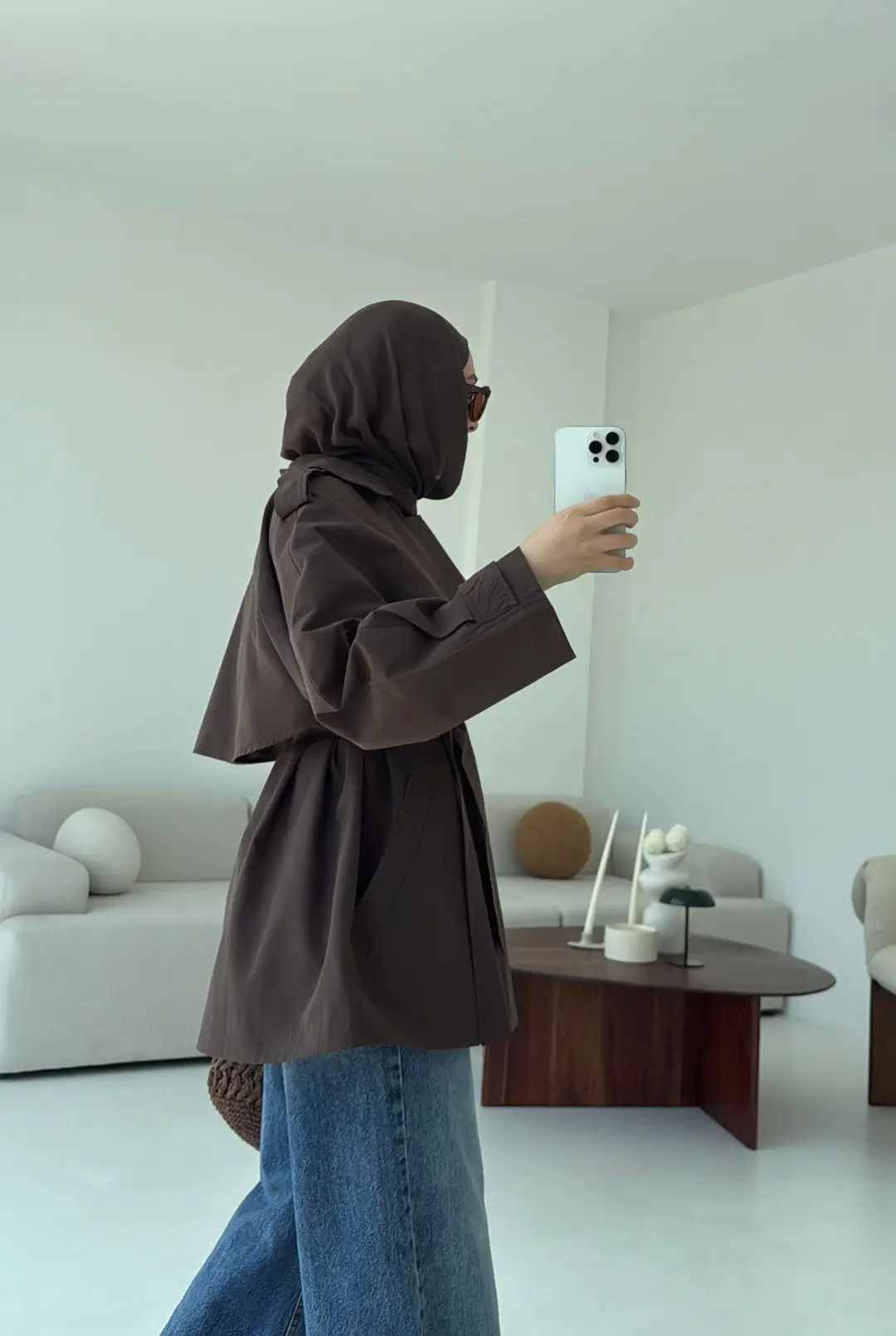 Allerli Kısa Trençkot Kahve - Görsel 3