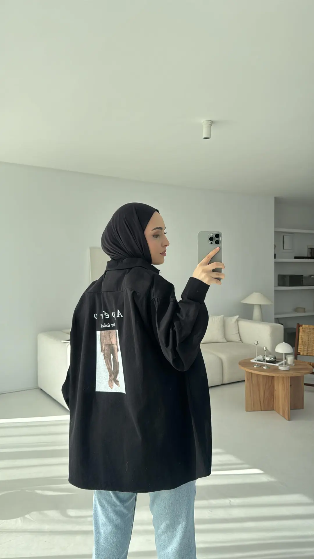 Apero Baskılı Gabardin Ceket Siyah - Görsel 3