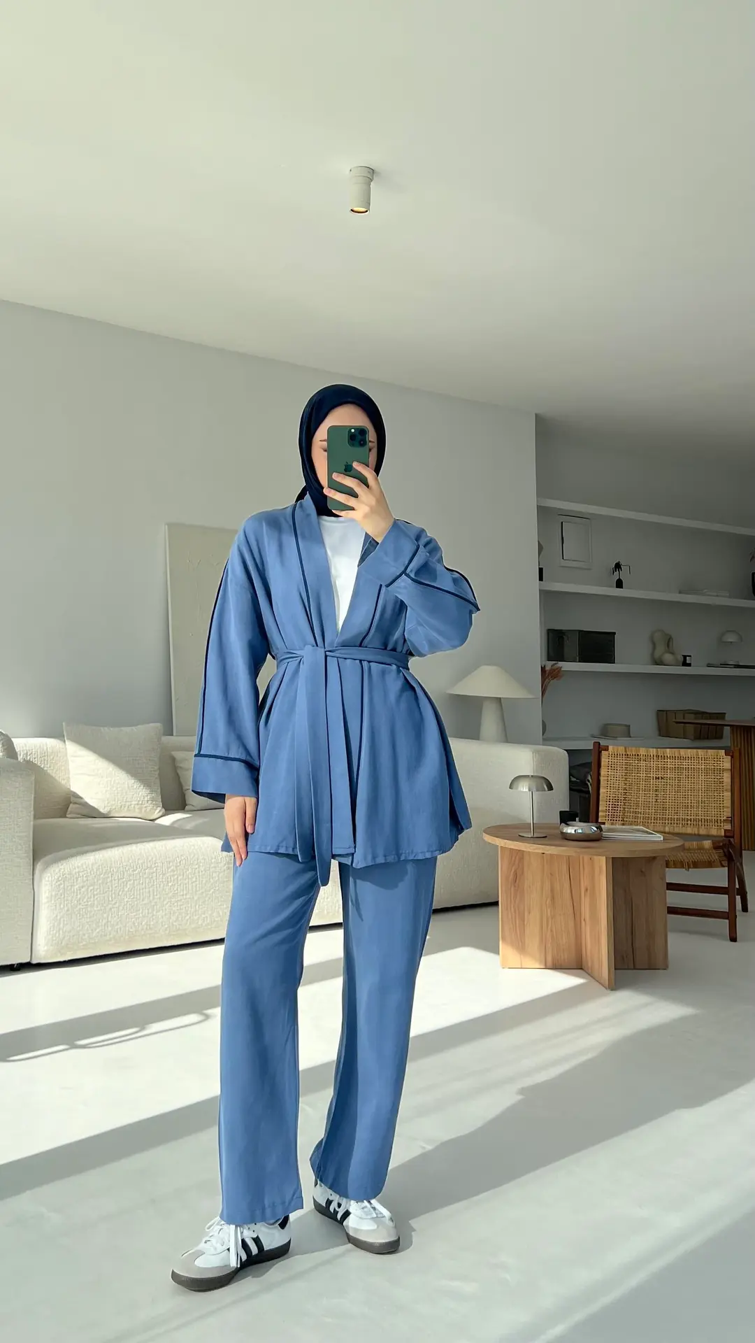 Ara Biyeli Keten Takım İndigo - Görsel 3