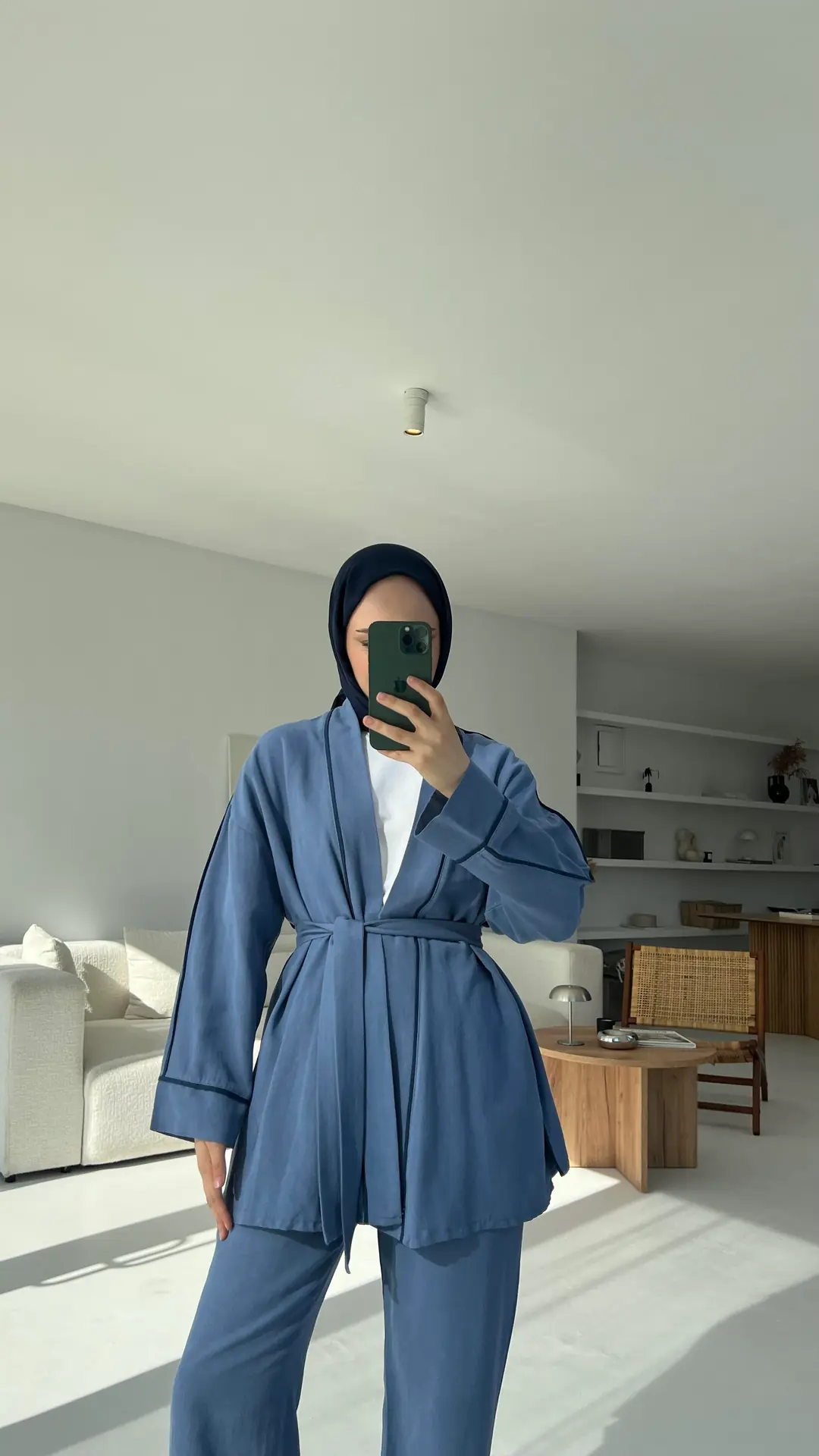 Ara Biyeli Keten Takım İndigo - Görsel 4