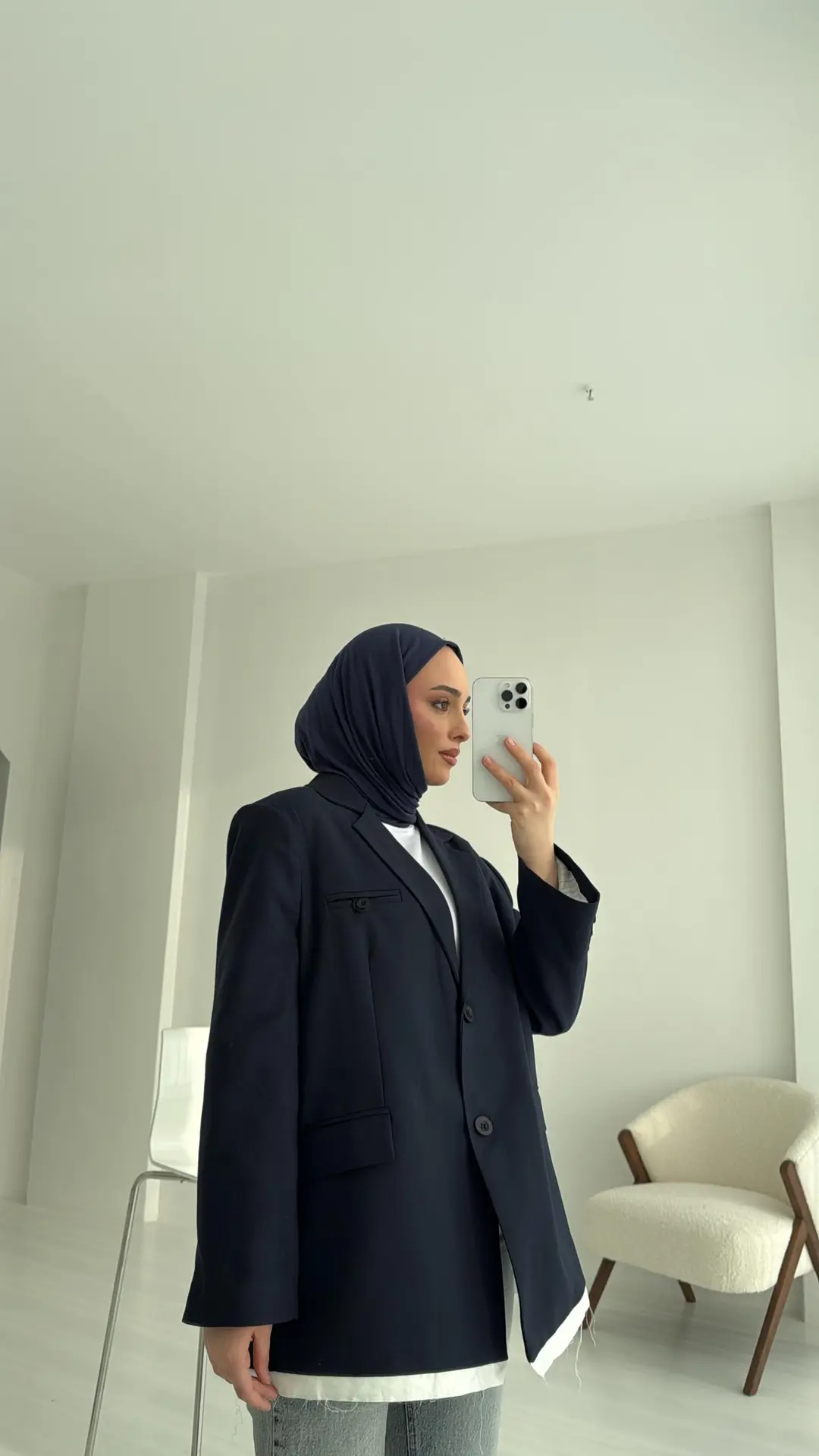 Arkası Baskılı Blazer Ceket Lacivert - Görsel 2