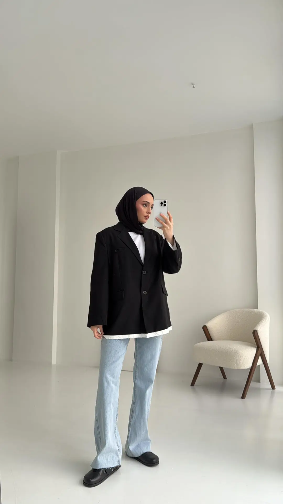 Arkası Baskılı Blazer Ceket Siyah - Görsel 2