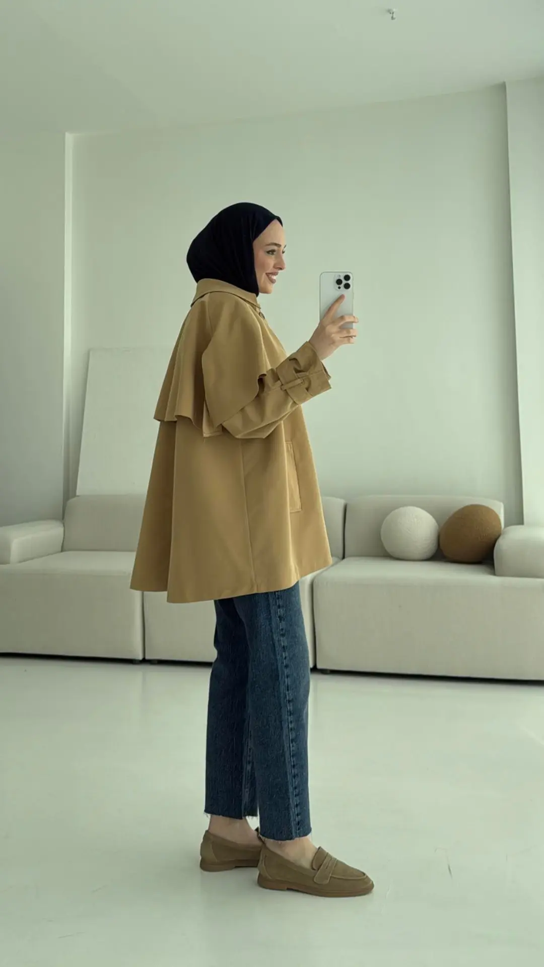 Astarlı Pelerinli Trençkot Camel - Görsel 7