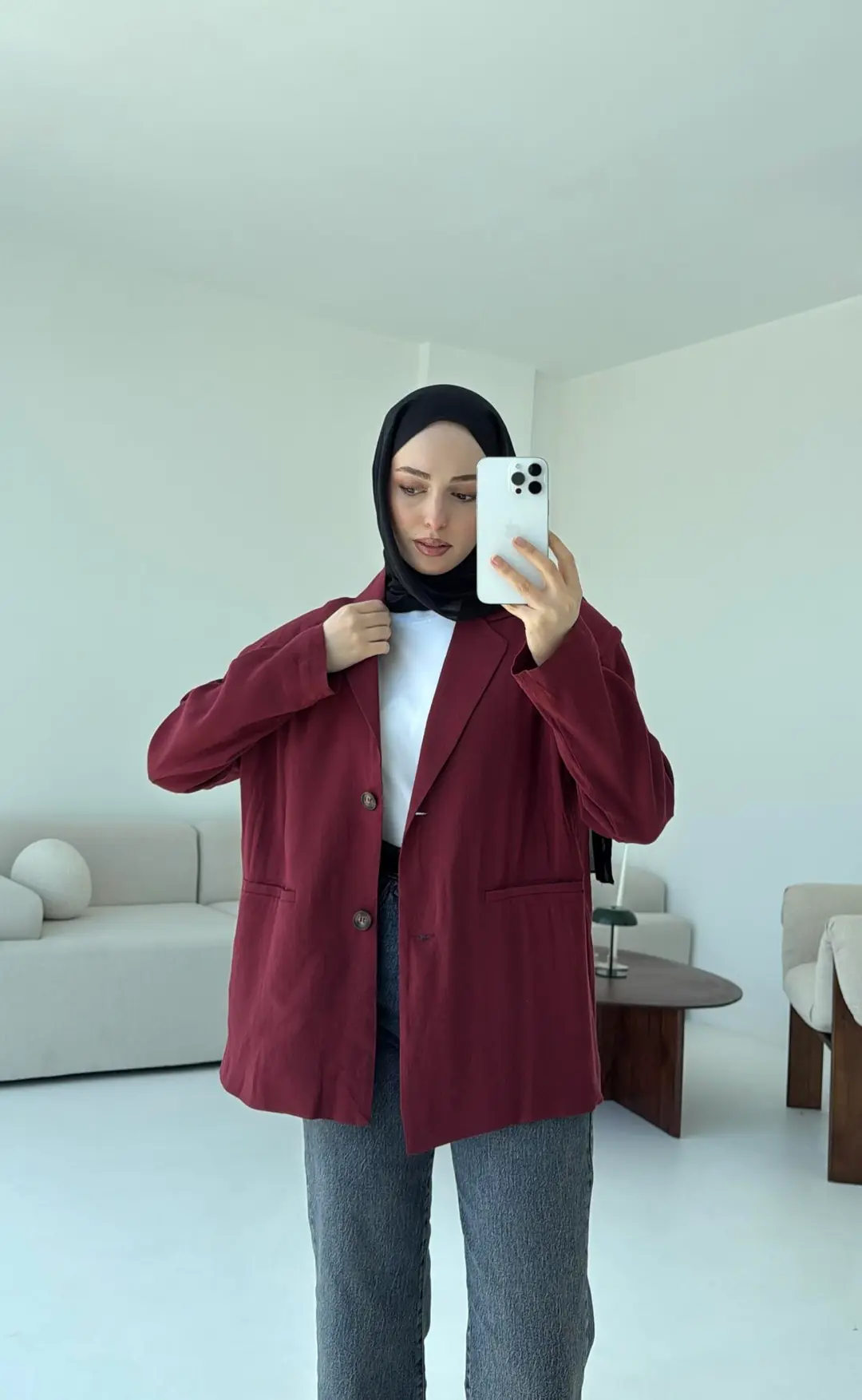 Astarsız Yazlık Keten Ceket Bordo - Görsel 2