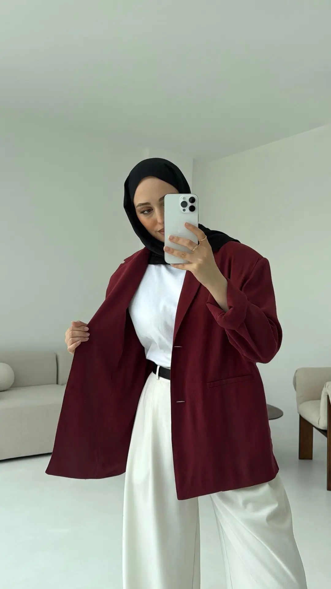 Astarsız Yazlık Keten Ceket Bordo - Görsel 3