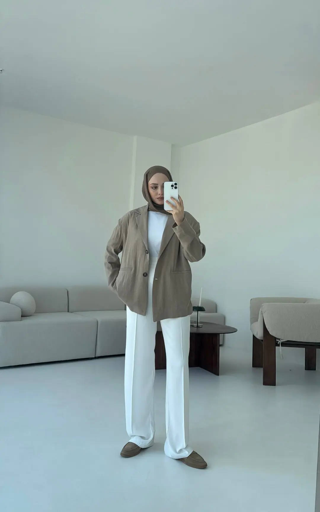 Astarsız Yazlık Keten Ceket Vizon