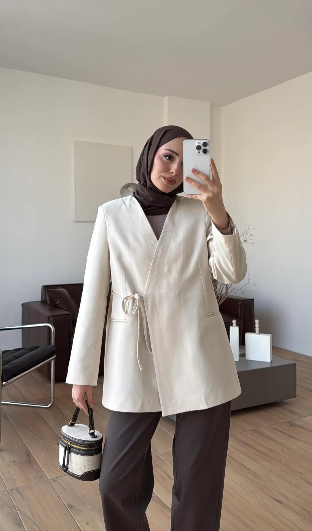 Bağcık Detay Ceket Natural - Görsel 4