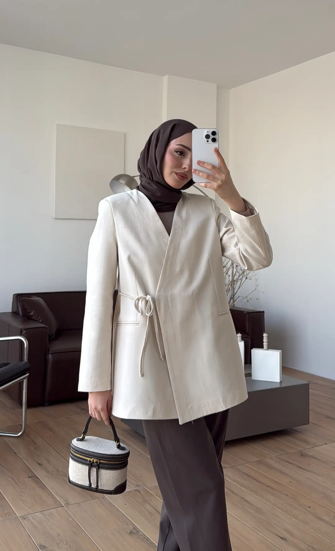 Bağcık Detay Ceket Natural - Görsel 6