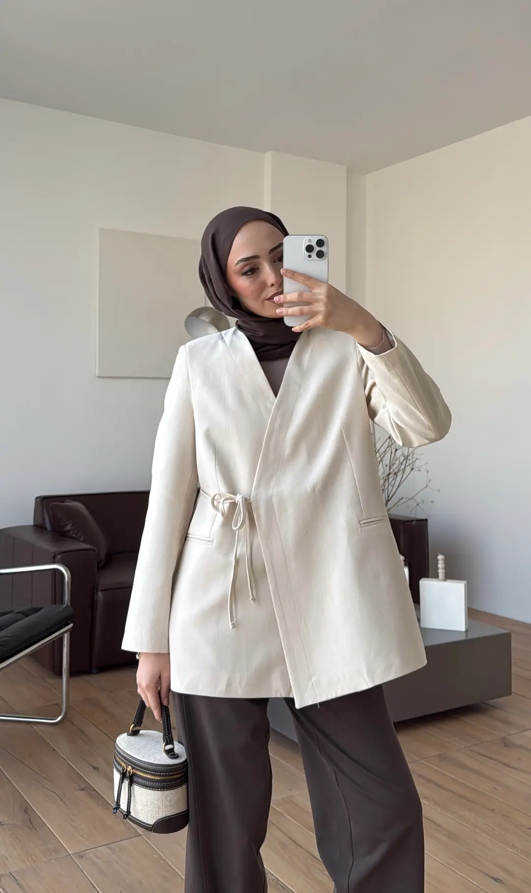 Bağcık Detay Ceket Natural - Görsel 7