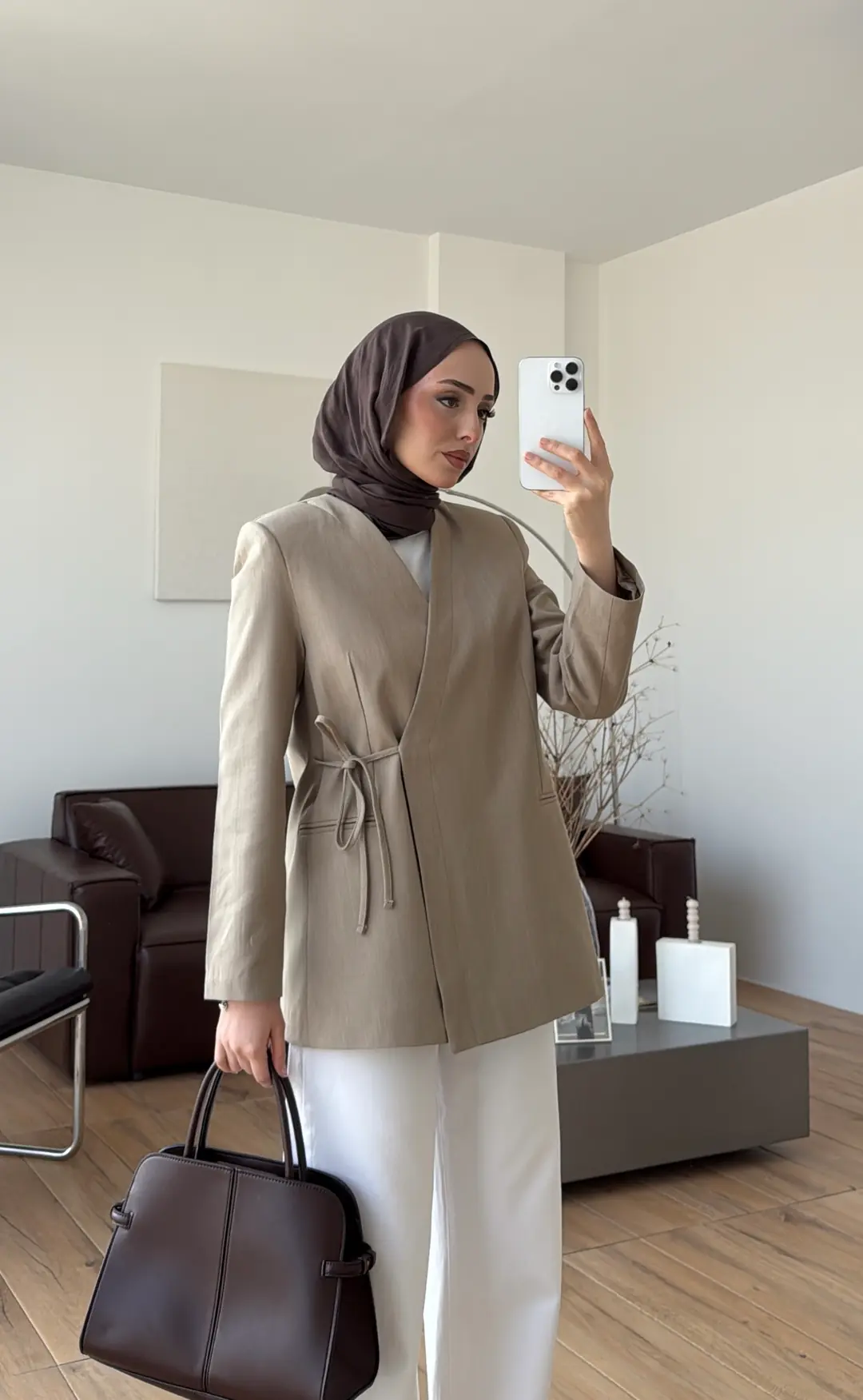 Bağcık Detay Ceket Vizon - Görsel 2