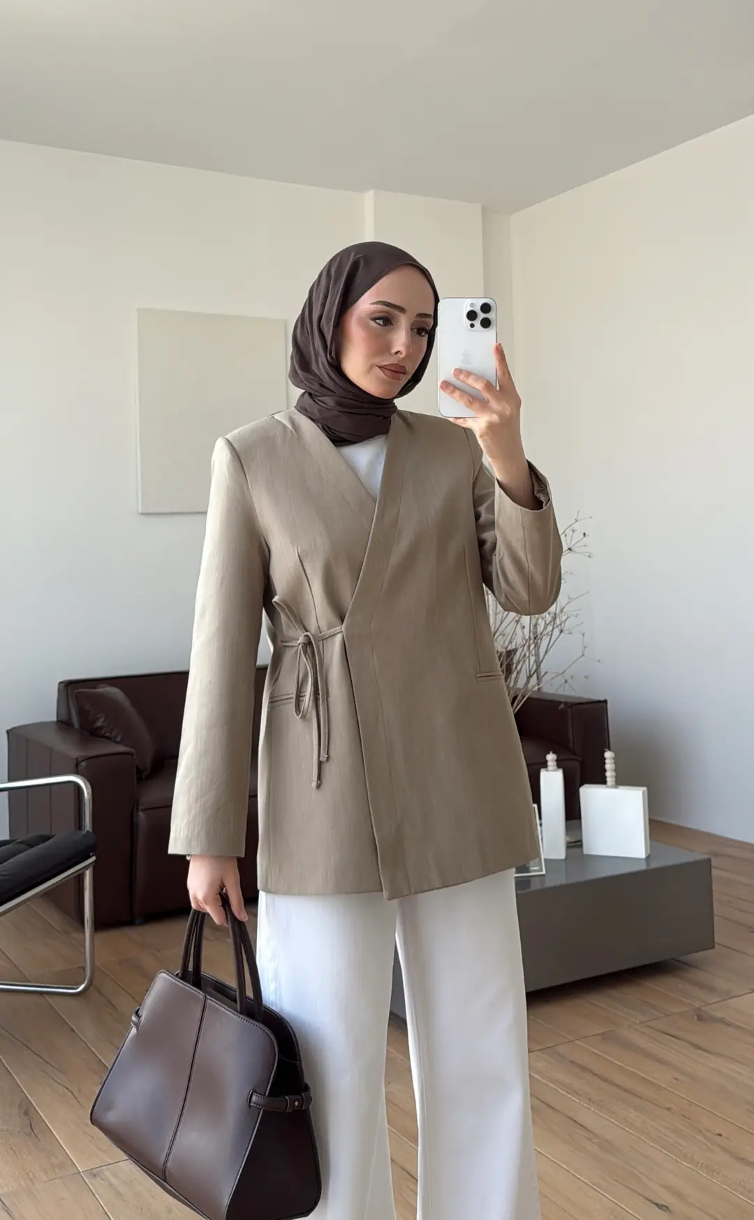 Bağcık Detay Ceket Vizon - Görsel 4