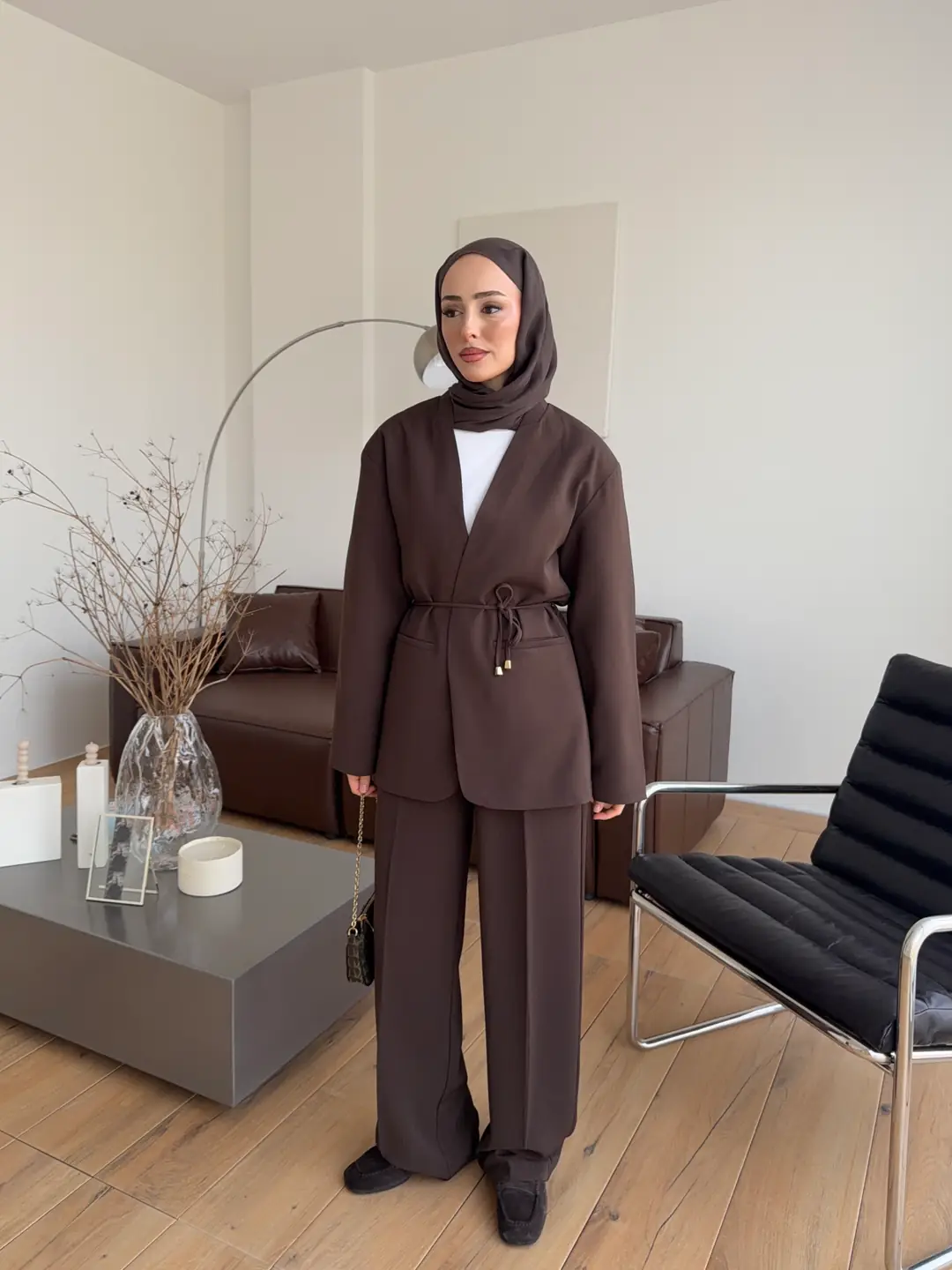 Bagcıklı Blazer Ceket Kahve