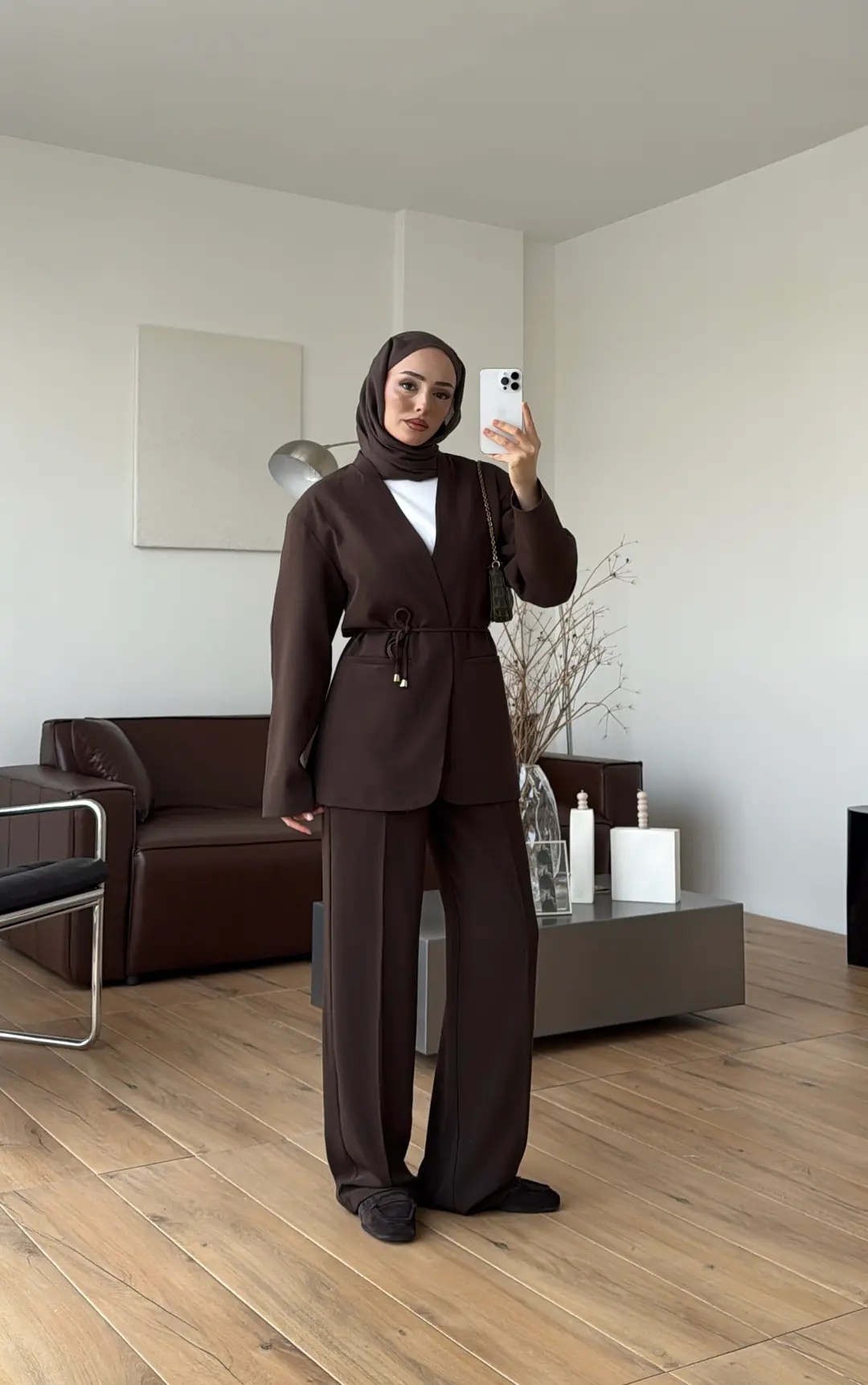 Bagcıklı Blazer Ceket Kahve - Görsel 5