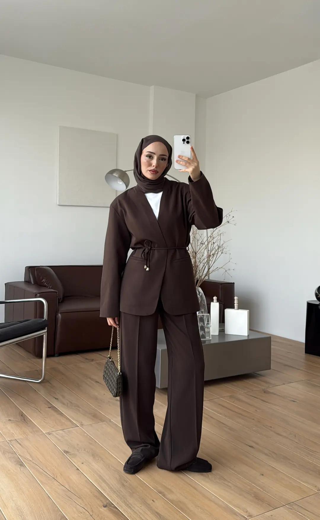 Bagcıklı Blazer Ceket Kahve - Görsel 8