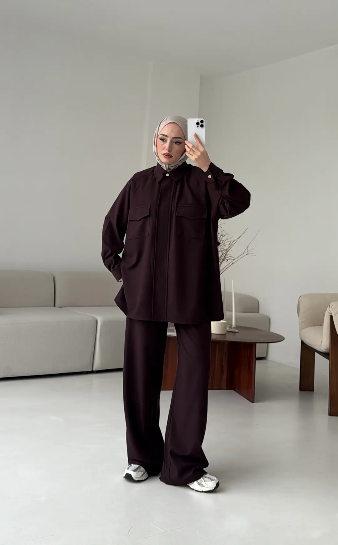 Bağcıklı Bluz Pantolon Takım Mürdüm - Görsel 3