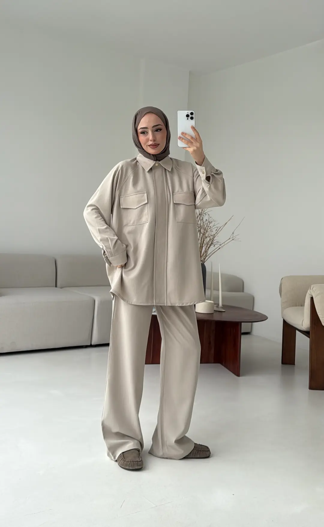 Bağcıklı Bluz Pantolon Takım Taş