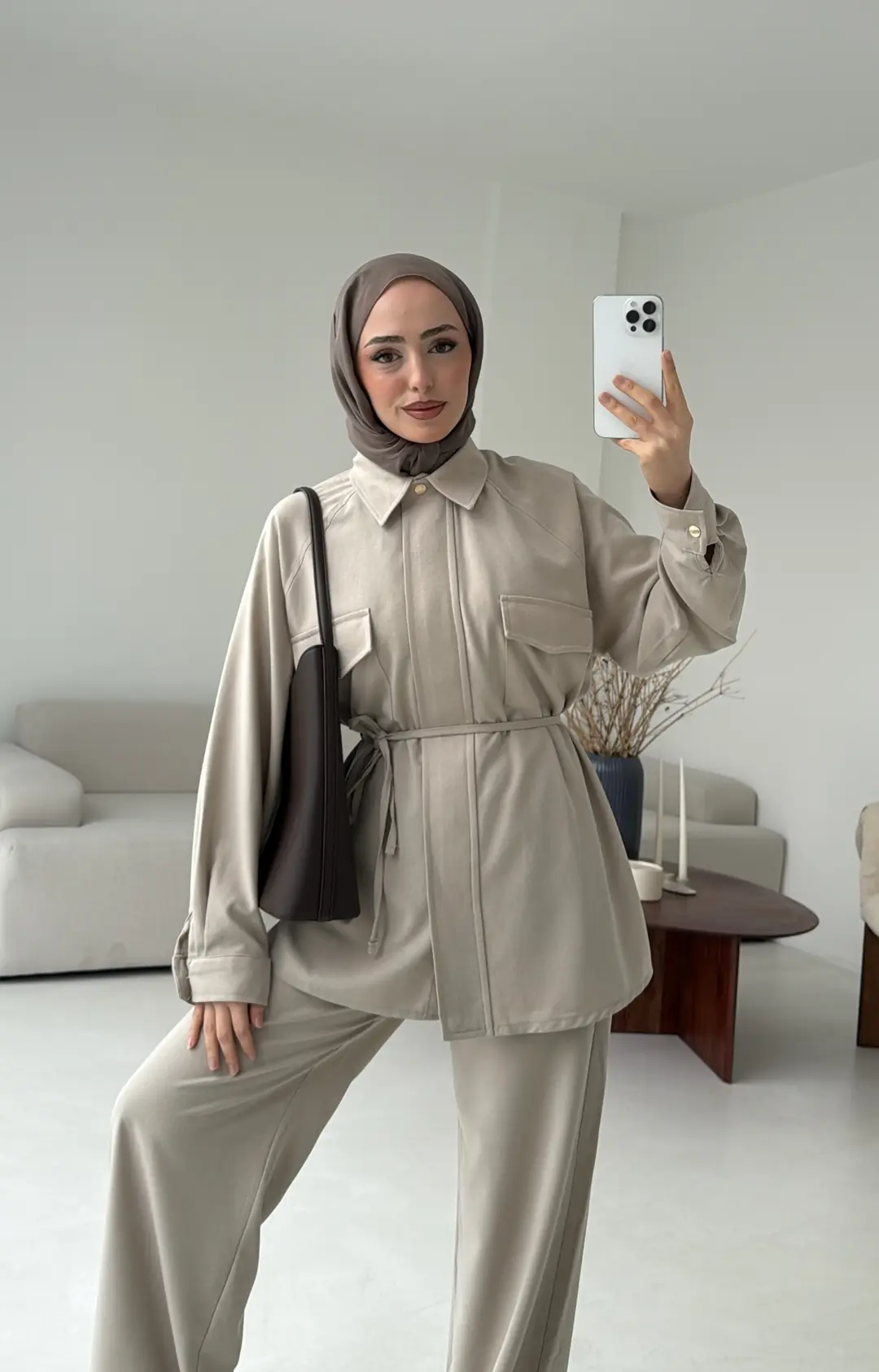 Bağcıklı Bluz Pantolon Takım Taş - Görsel 2