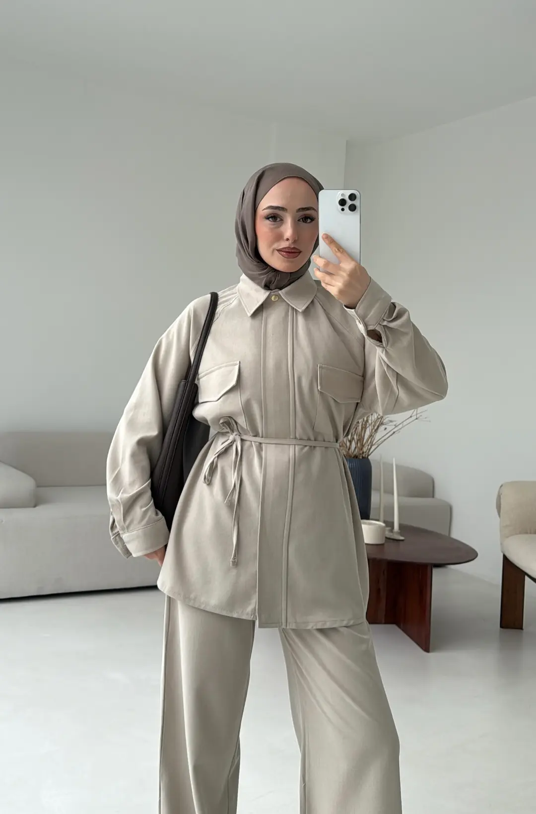 Bağcıklı Bluz Pantolon Takım Taş - Görsel 7