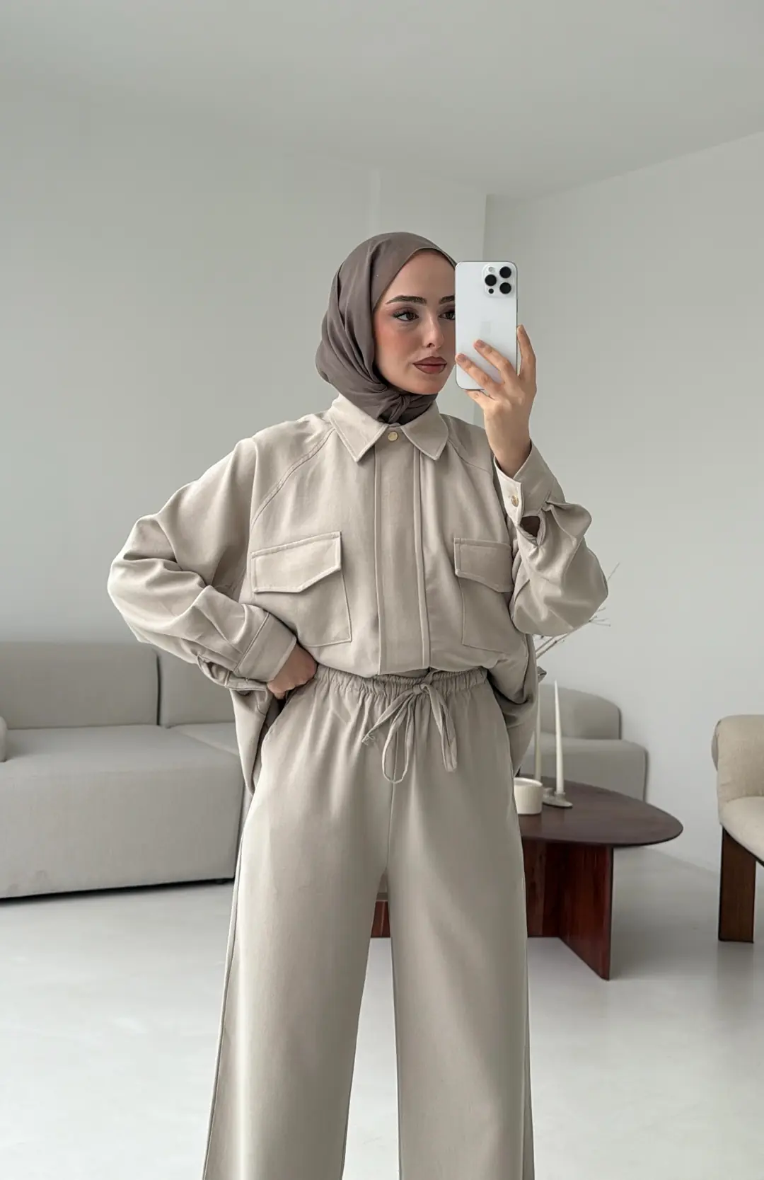 Bağcıklı Bluz Pantolon Takım Taş - Görsel 8