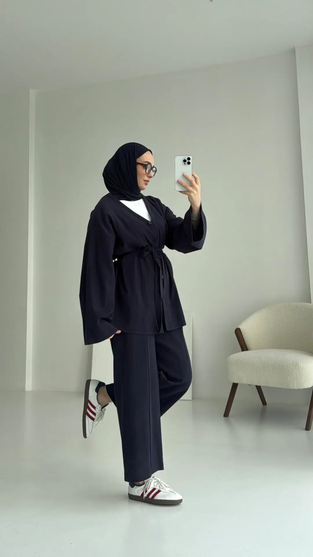 Bağcıklı Buluz Takım Lacivert - Görsel 6