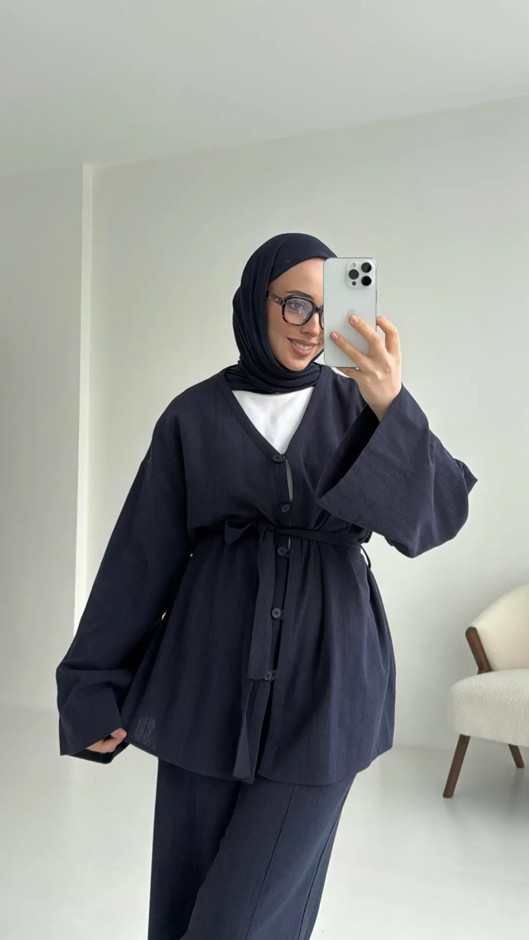 Bağcıklı Buluz Takım Lacivert - Görsel 7