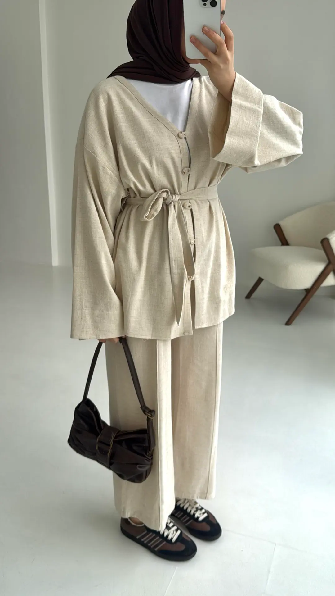 Bağcıklı Buluz Takım Natural