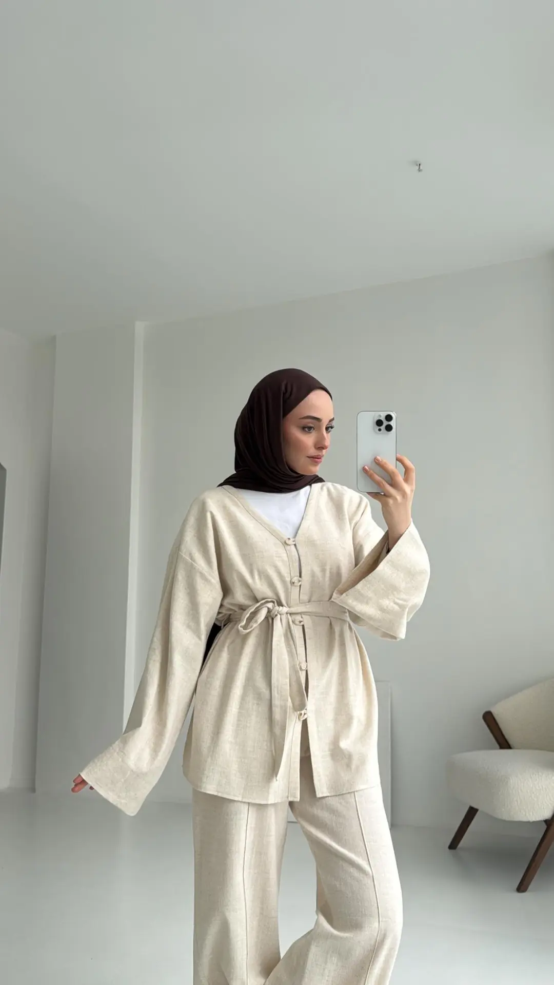 Bağcıklı Buluz Takım Natural - Görsel 3