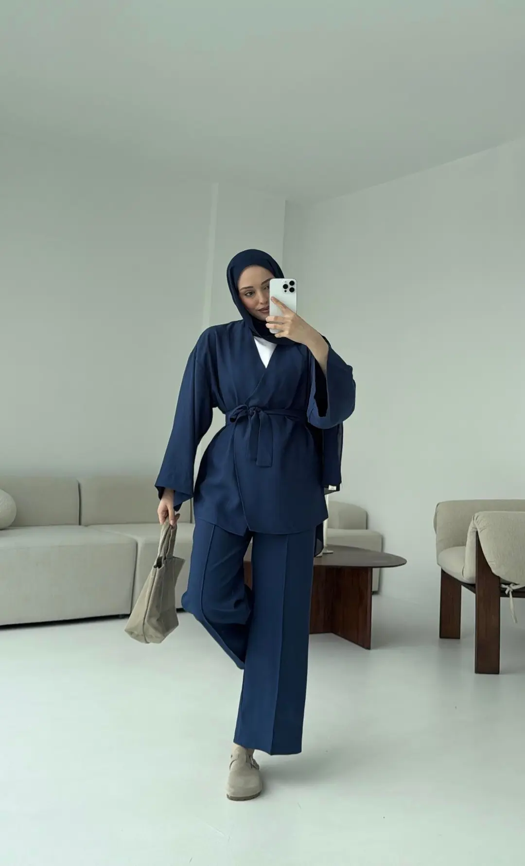 Bagcıklı Kimono Takım Lacivert