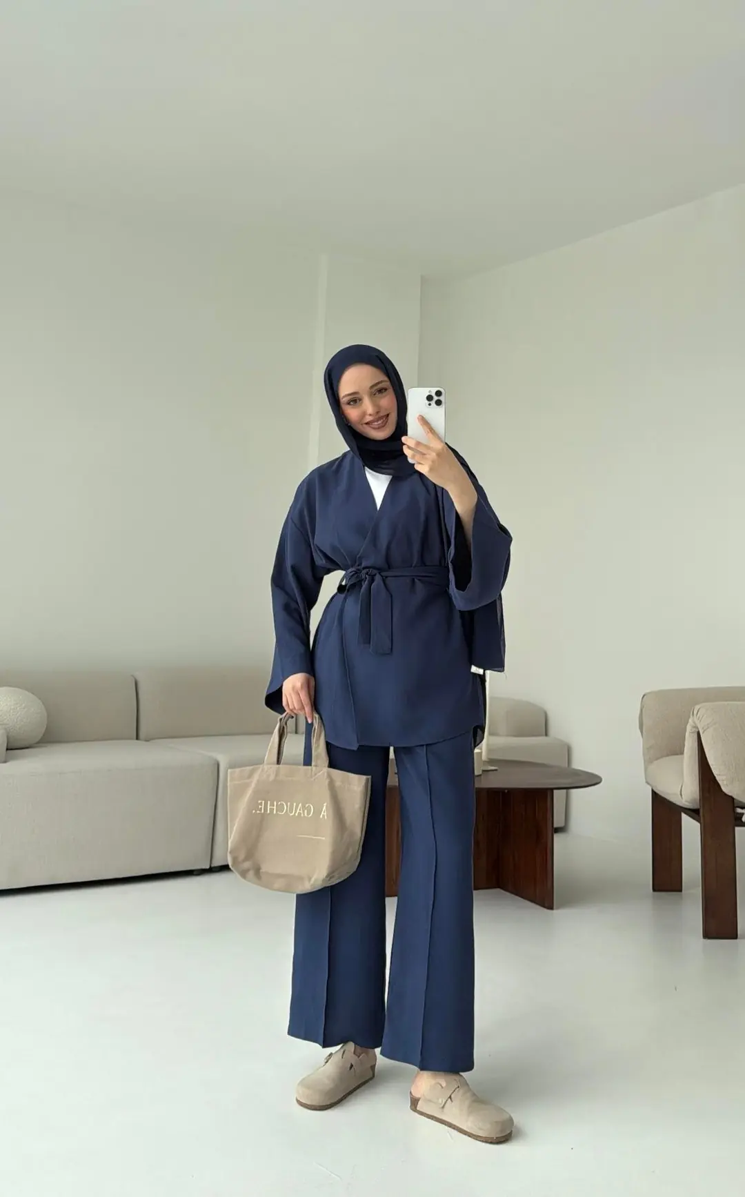 Bagcıklı Kimono Takım Lacivert - Görsel 2