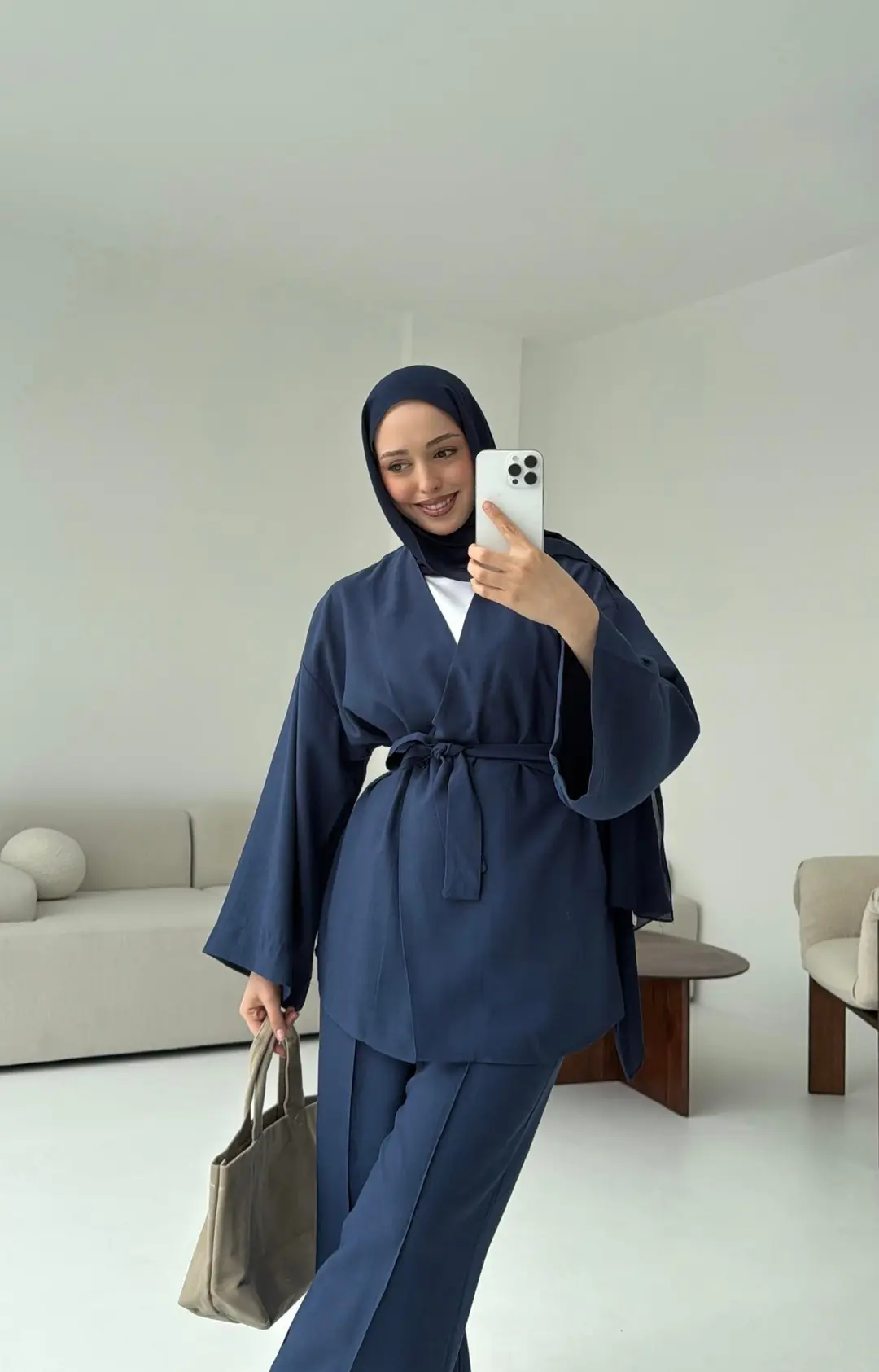 Bagcıklı Kimono Takım Lacivert - Görsel 3