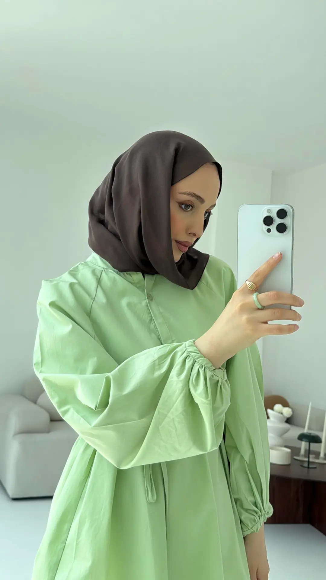 Bağlamalı Balon Gömlek Yeşil - Görsel 3