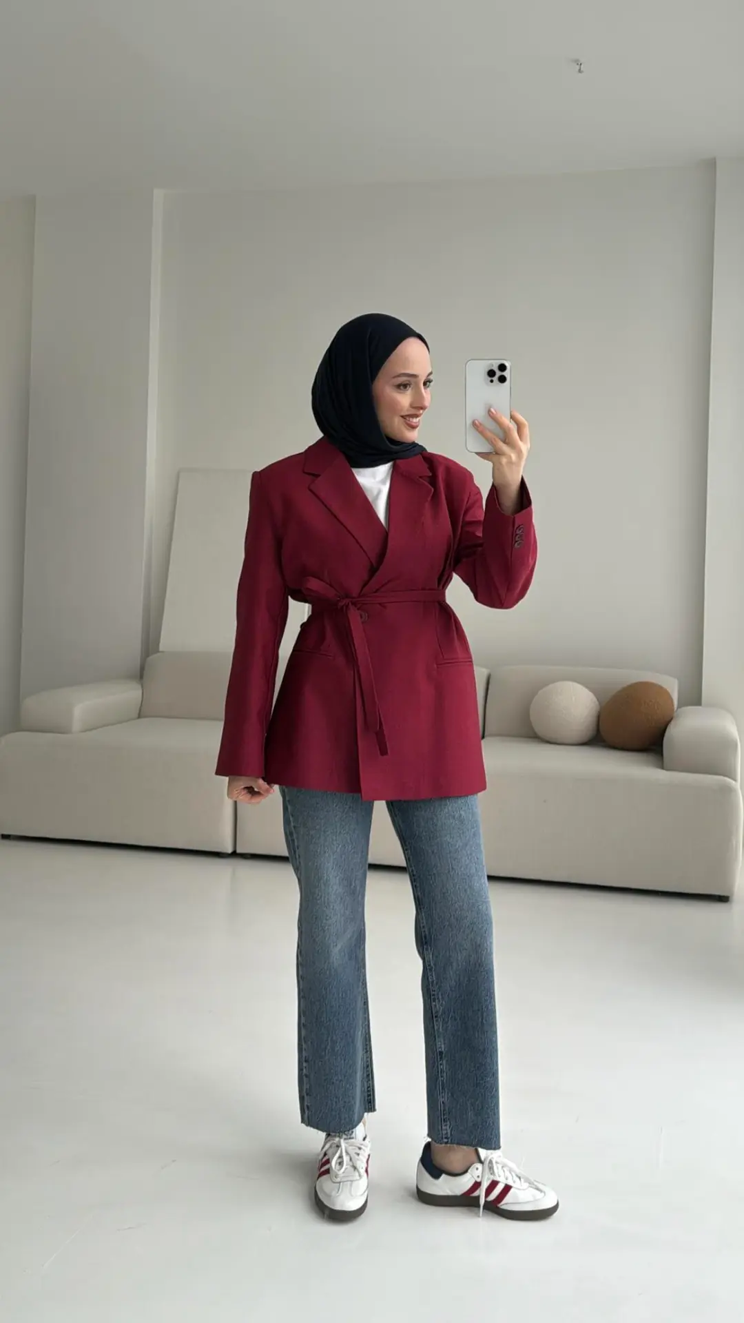Bağlamalı Blazer Ceket Bordo - Görsel 6