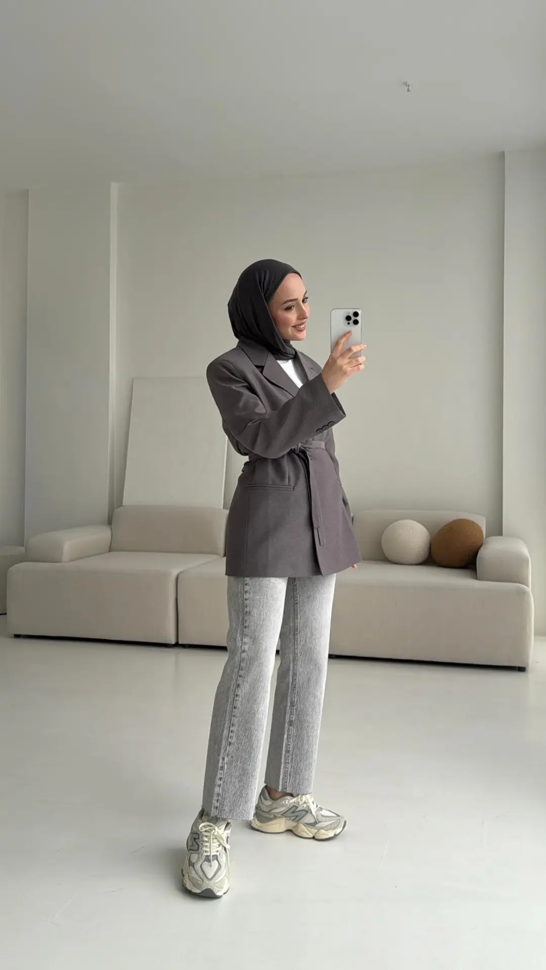 Bağlamalı Blazer Ceket Gri - Görsel 3