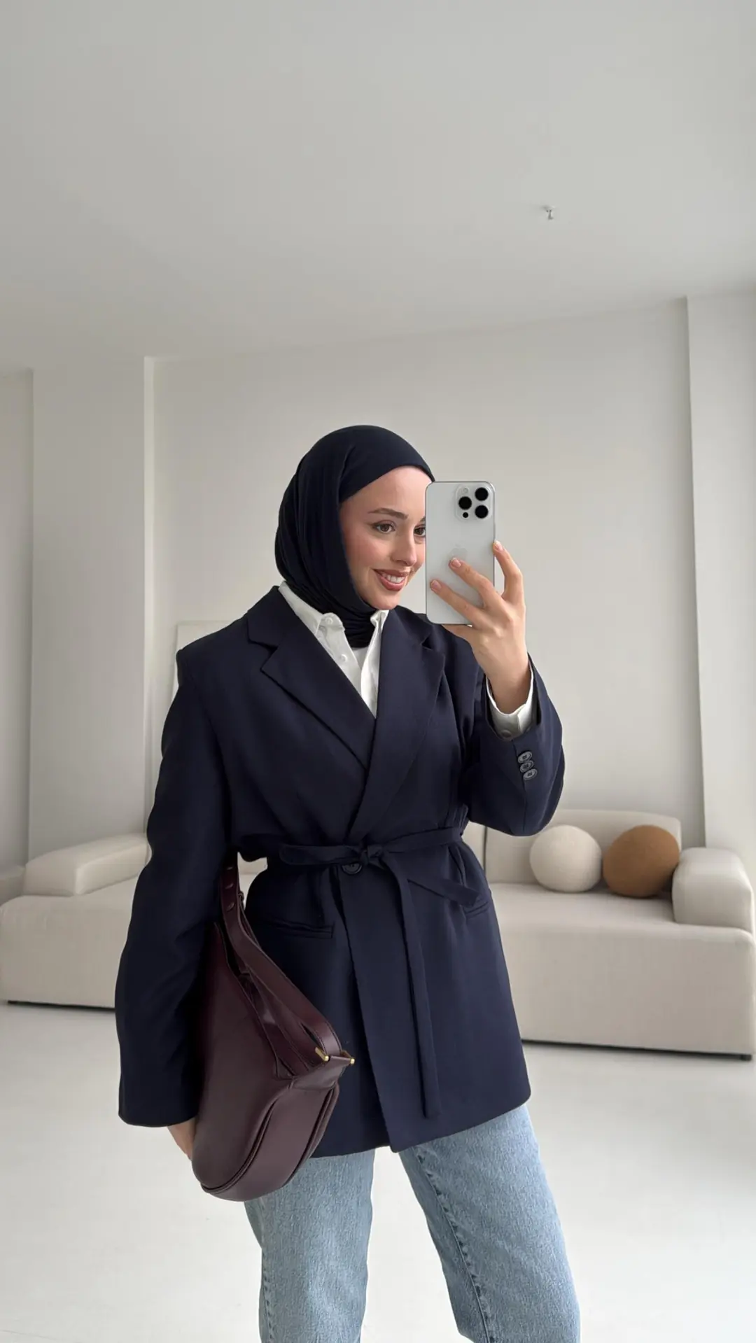 Bağlamalı Blazer Ceket Lacivert - Görsel 3