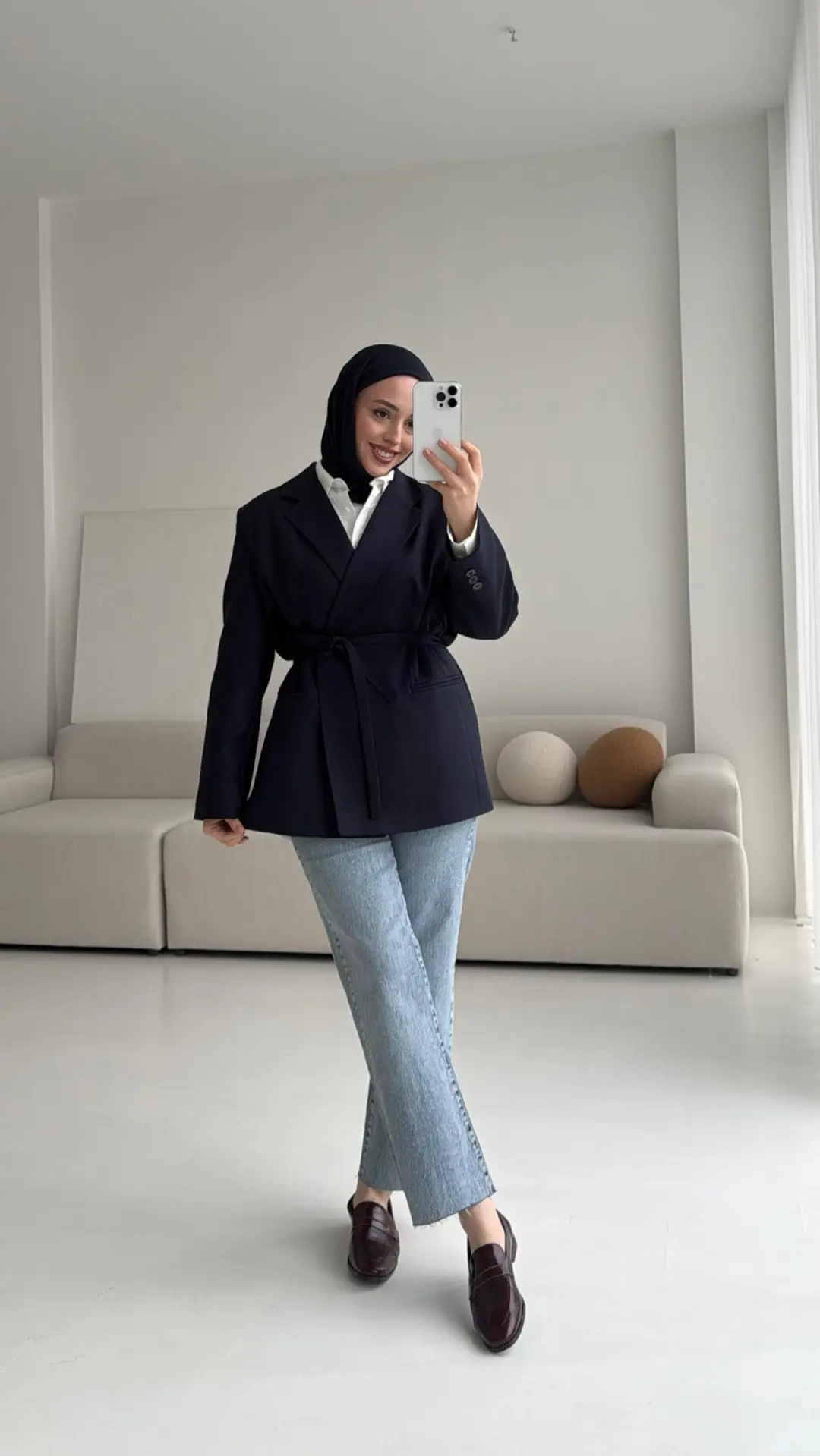 Bağlamalı Blazer Ceket Lacivert - Görsel 4