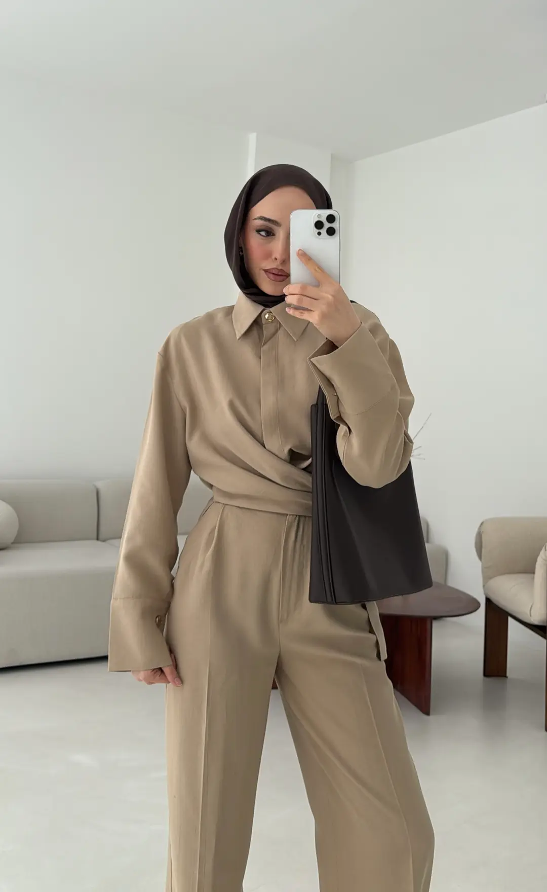 Bağlamalı Bluz Takım Vizon - Görsel 10