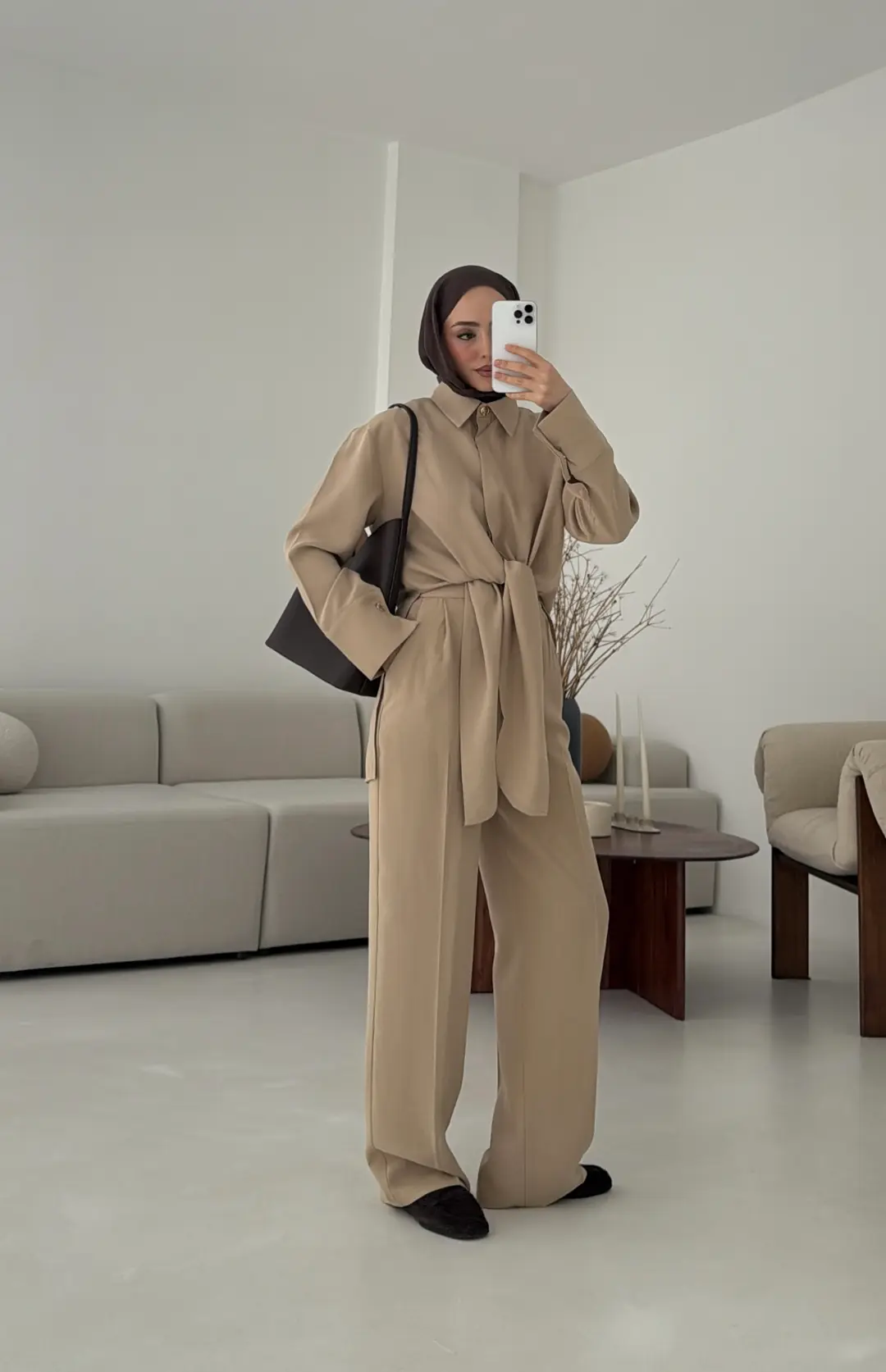 Bağlamalı Bluz Takım Vizon - Görsel 6