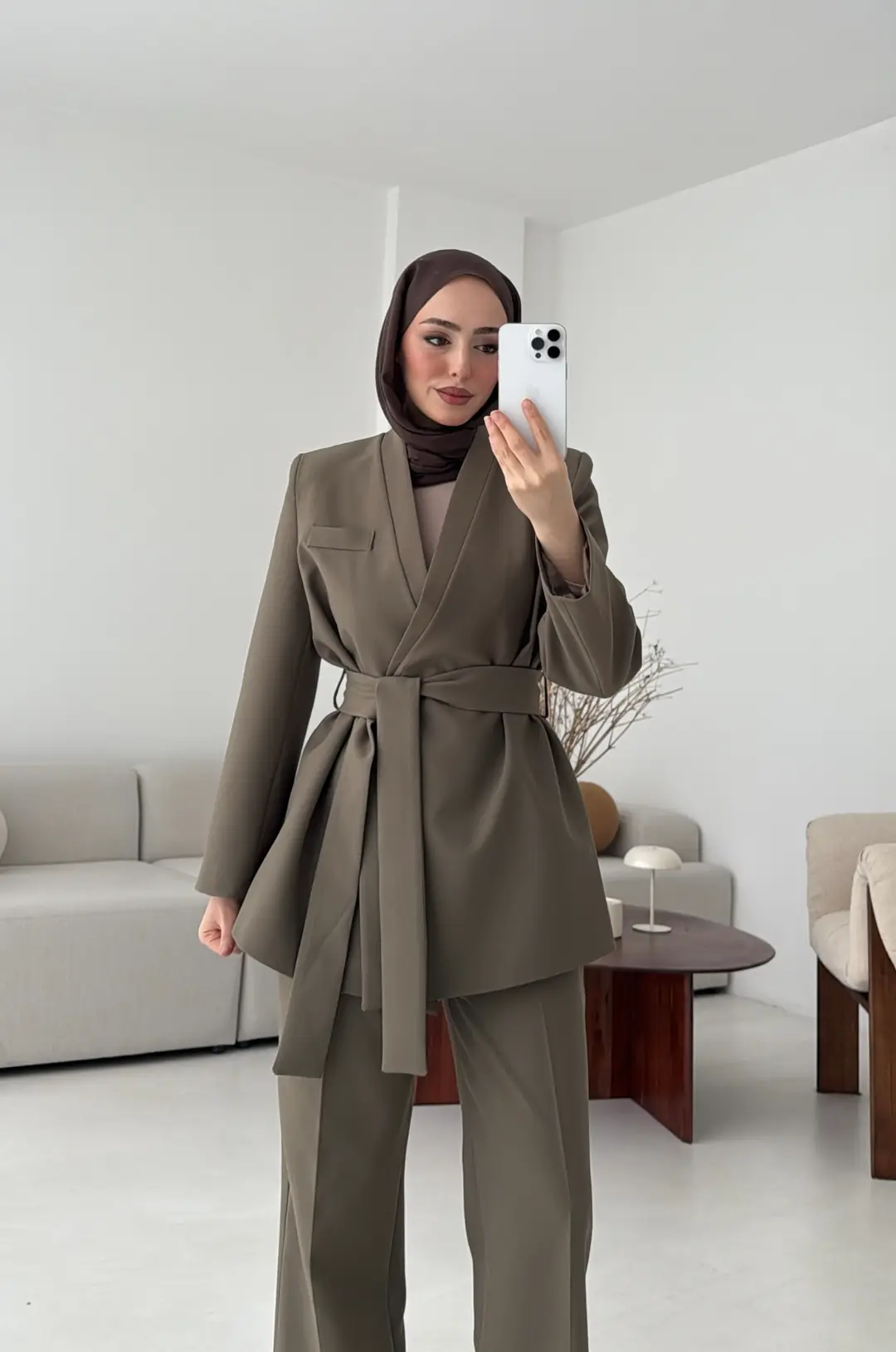 Bağlamalı Ceket Pantolon Takım Haki - Görsel 5