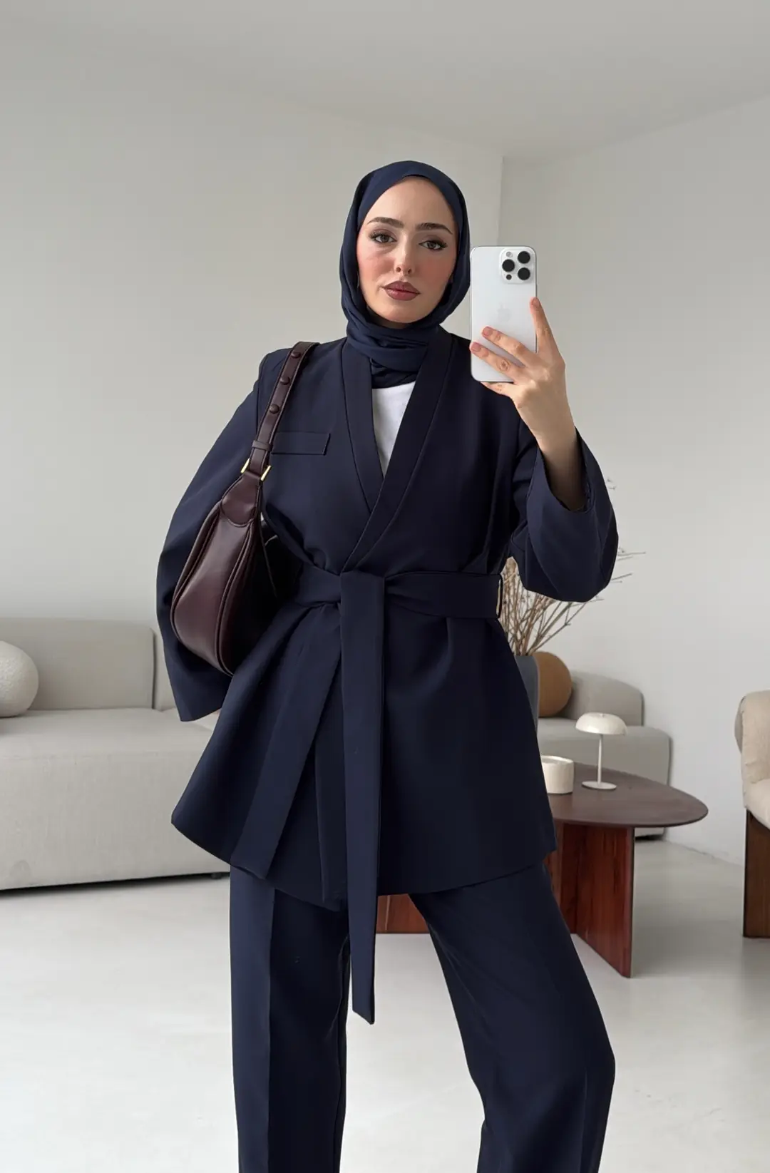 Bağlamalı Ceket Pantolon Takım Lacivert - Görsel 5