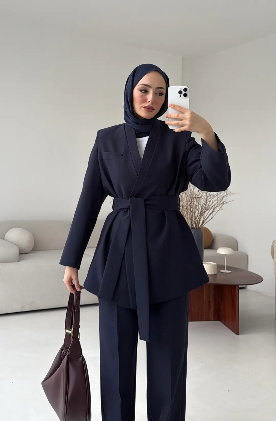 Bağlamalı Ceket Pantolon Takım Lacivert - Görsel 8