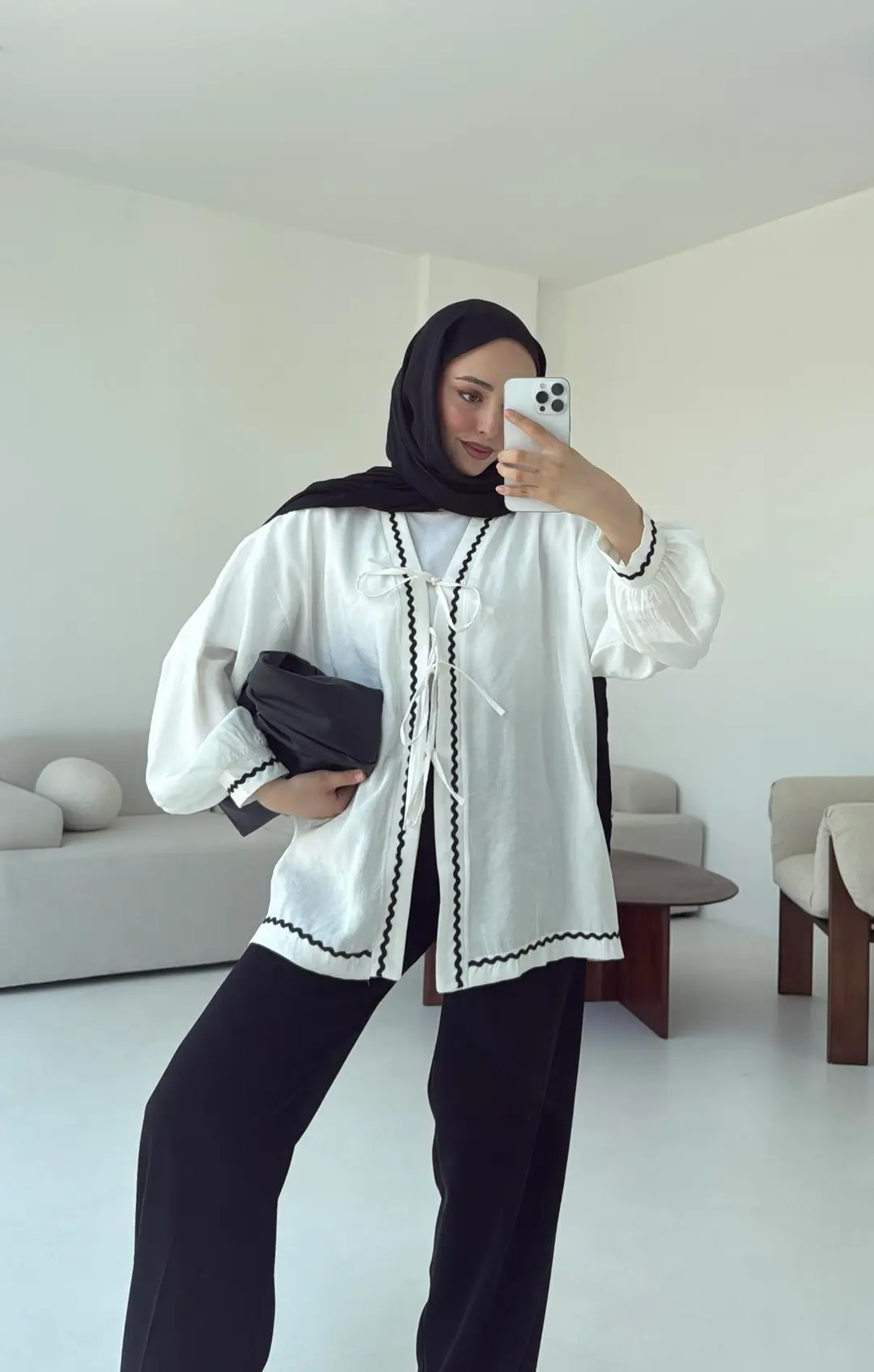 Bağlamalı Dantel Detay Kimono Beyaz - Görsel 6