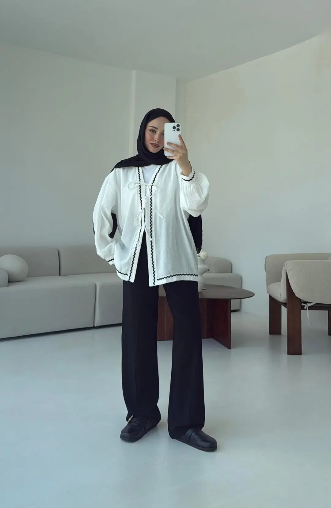 Bağlamalı Dantel Detay Kimono Beyaz - Görsel 8