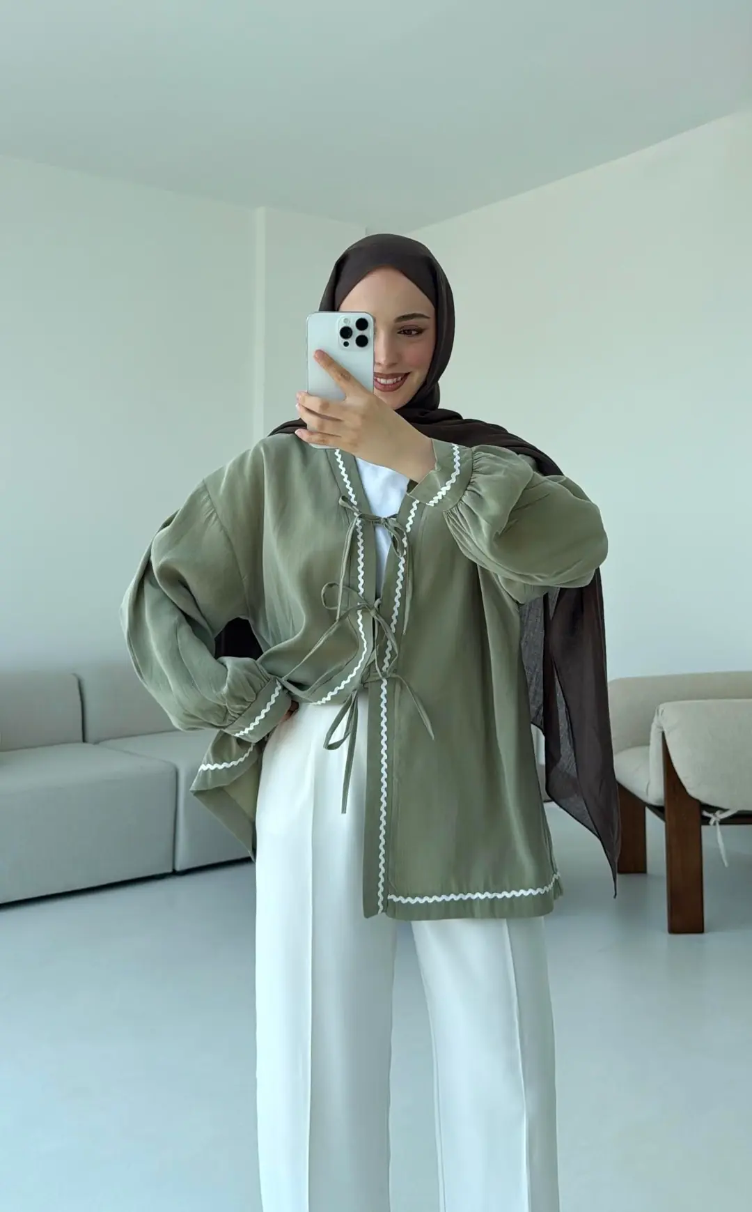 Bağlamalı Dantel Detay Kimono Cağla - Görsel 2