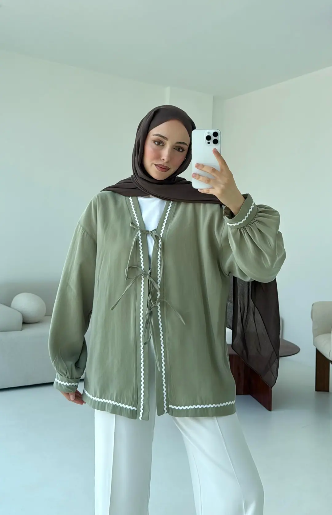 Bağlamalı Dantel Detay Kimono Cağla - Görsel 6